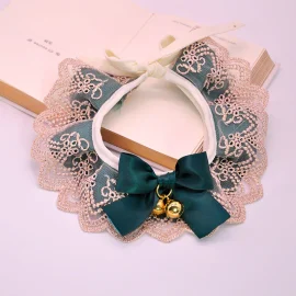Small Dog Cat Green Lace Classic Collar Ruffle With Bow Bells Pet Lovely Drool Towel Adjustable Neck Accessories